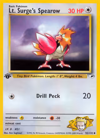 Lt. Surge's Spearow 52/132 Pokemon card