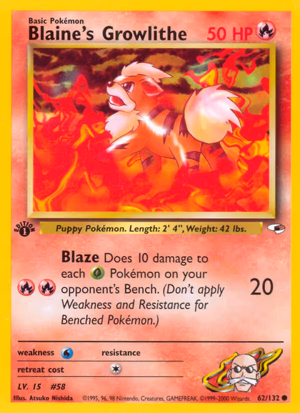 Blaine's Growlithe 62/132 Pokemon card