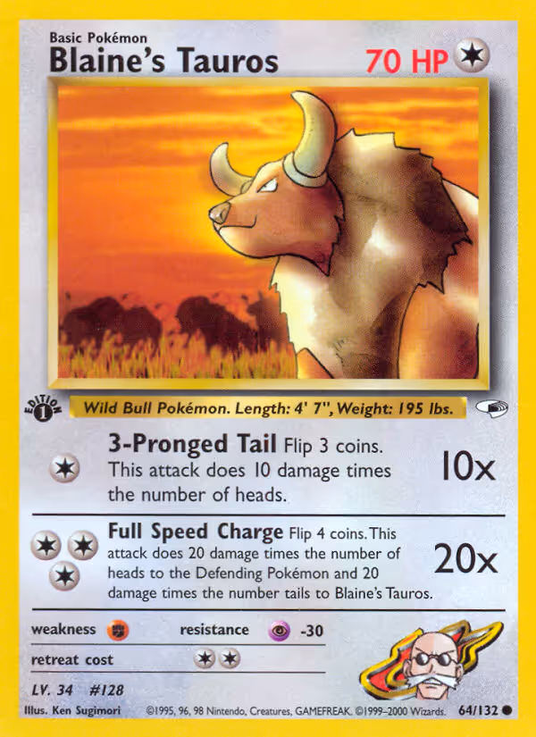 Blaine's Tauros 64/132 Pokemon card