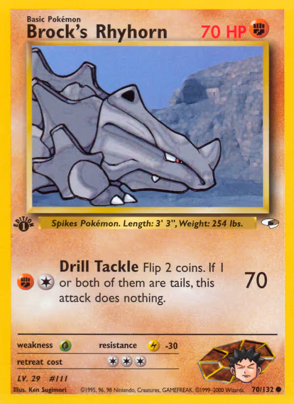 Brock's Rhyhorn 70/132 Pokemon card