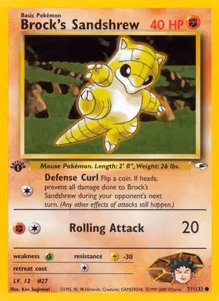 Brock's Sandshrew 71/132 Pokemon card