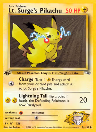 Lt. Surge's Pikachu 81/132 Pokemon card