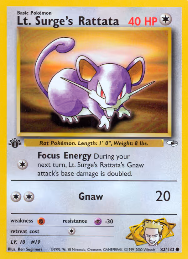 Lt. Surge's Rattata 82/132 Pokemon card