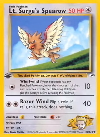 Lt. Surge's Spearow 83/132 Pokemon card