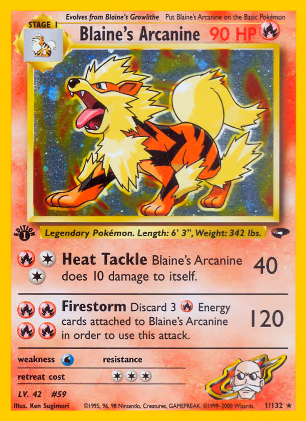 Blaine's Arcanine 1/132 Pokemon card