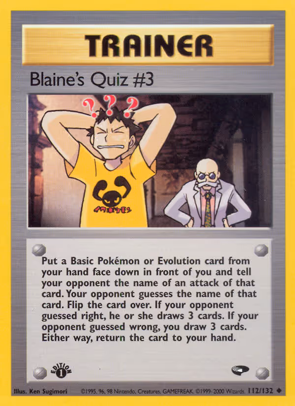 Blaine's Quiz #3 112/132 Pokemon card