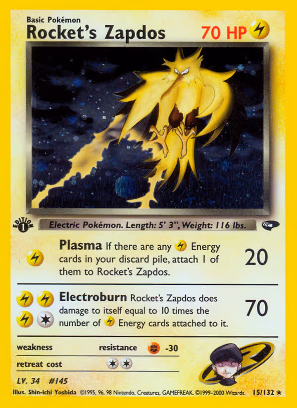 Rocket's Zapdos 15/132 Pokemon card