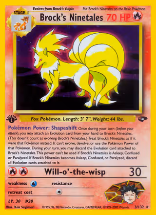 Brock's Ninetales 3/132 Pokemon card