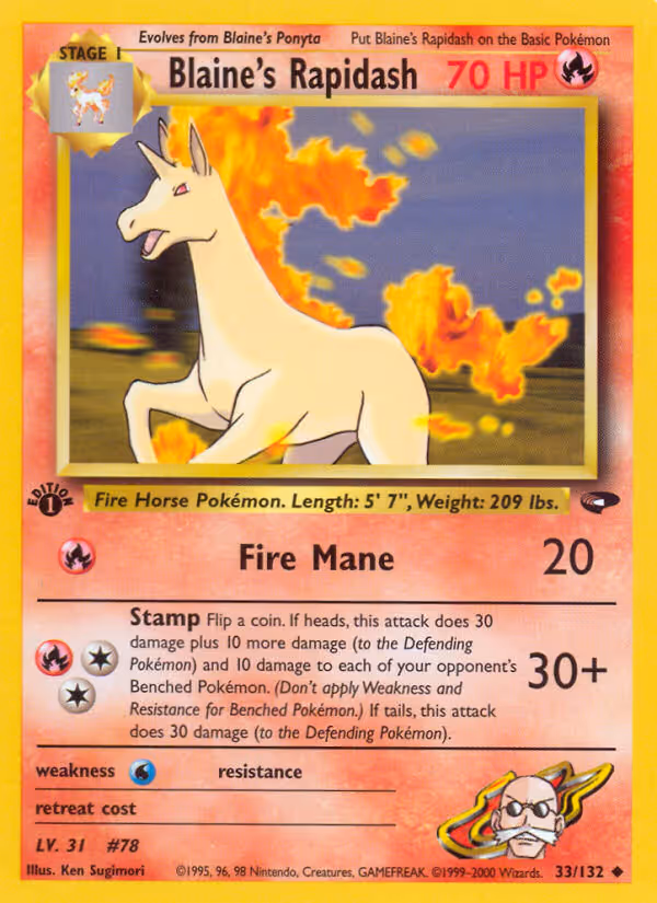 Blaine's Rapidash 33/132 Pokemon card