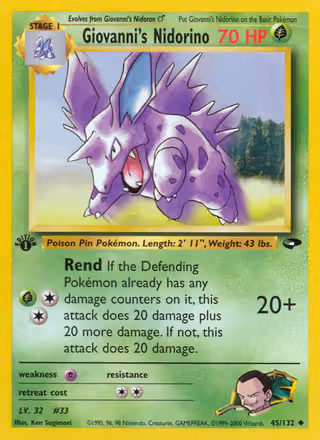 Giovanni's Nidorino 45/132 Pokemon card