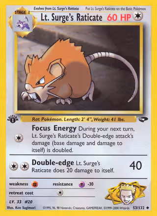 Lt. Surge's Raticate 53/132 Pokemon card