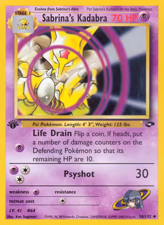 Sabrina's Kadabra 58/132 Pokemon card