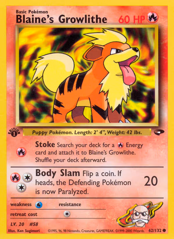 Blaine's Growlithe 62/132 Pokemon card