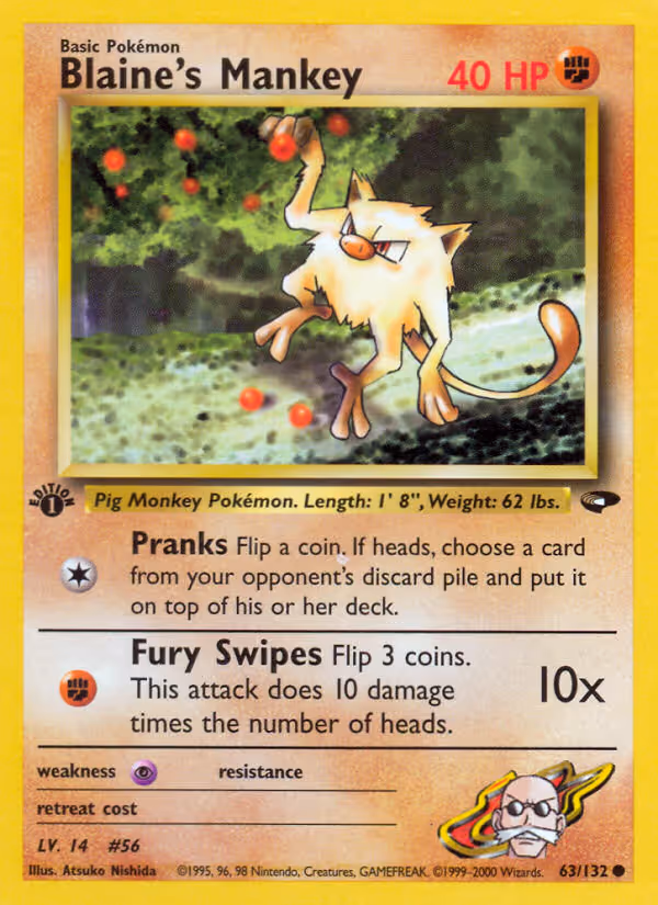 Blaine's Mankey 63/132 Pokemon card