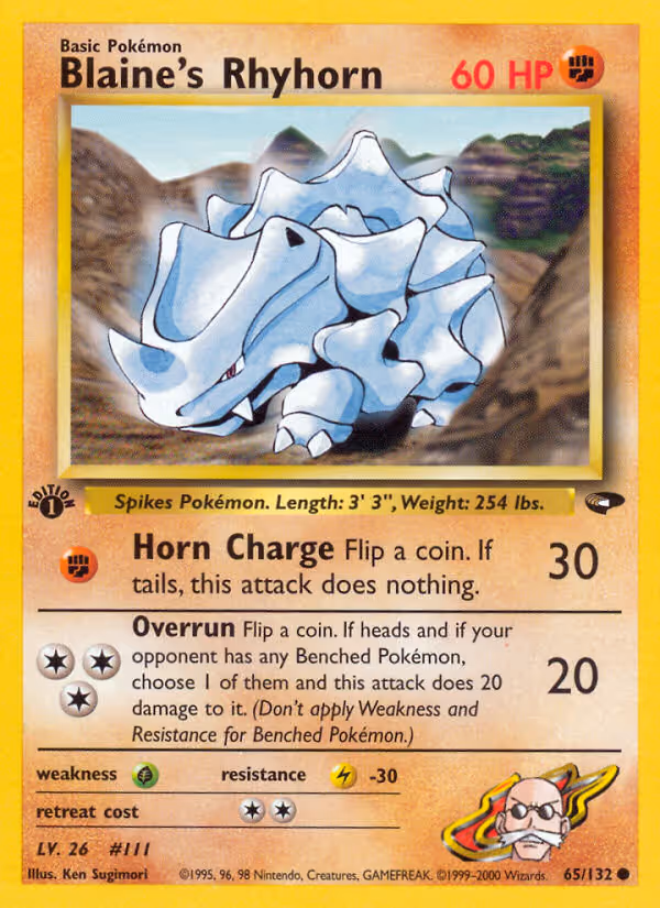 Blaine's Rhyhorn 65/132 Pokemon card