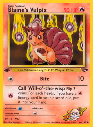 Blaine's Vulpix 66/132 Pokemon card