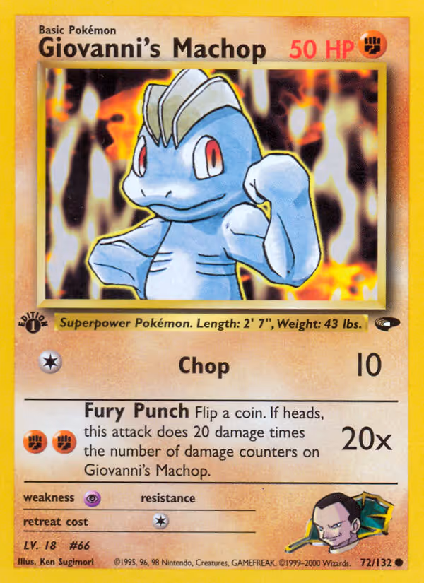 Giovanni's Machop 72/132 Pokemon card