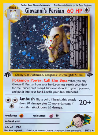Giovanni's Persian 8/132 Pokemon card