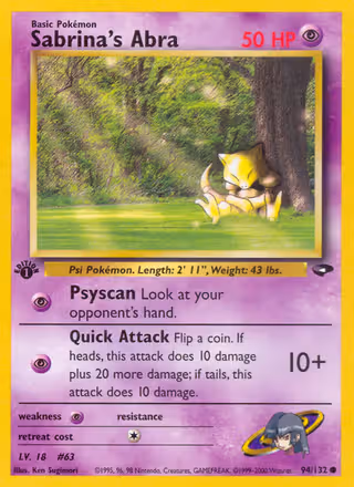 Sabrina's Abra 94/132 Pokemon card