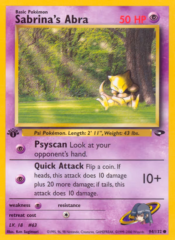 Sabrina's Abra 94/132 Pokemon card