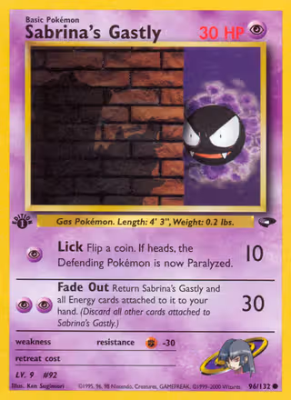 Sabrina's Gastly 96/132 Pokemon card
