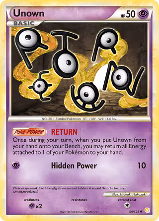 Unown 54/123 Pokemon card