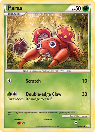 Paras 76/123 Pokemon card
