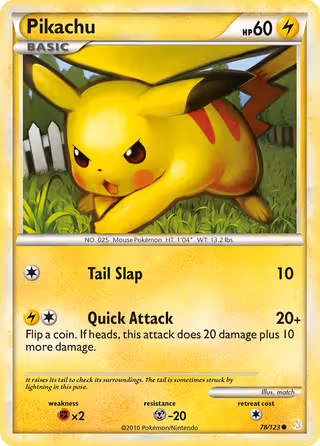 Pikachu 78/123 Pokemon card