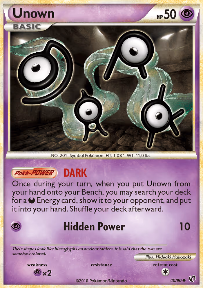 Unown 40/90 Pokemon card