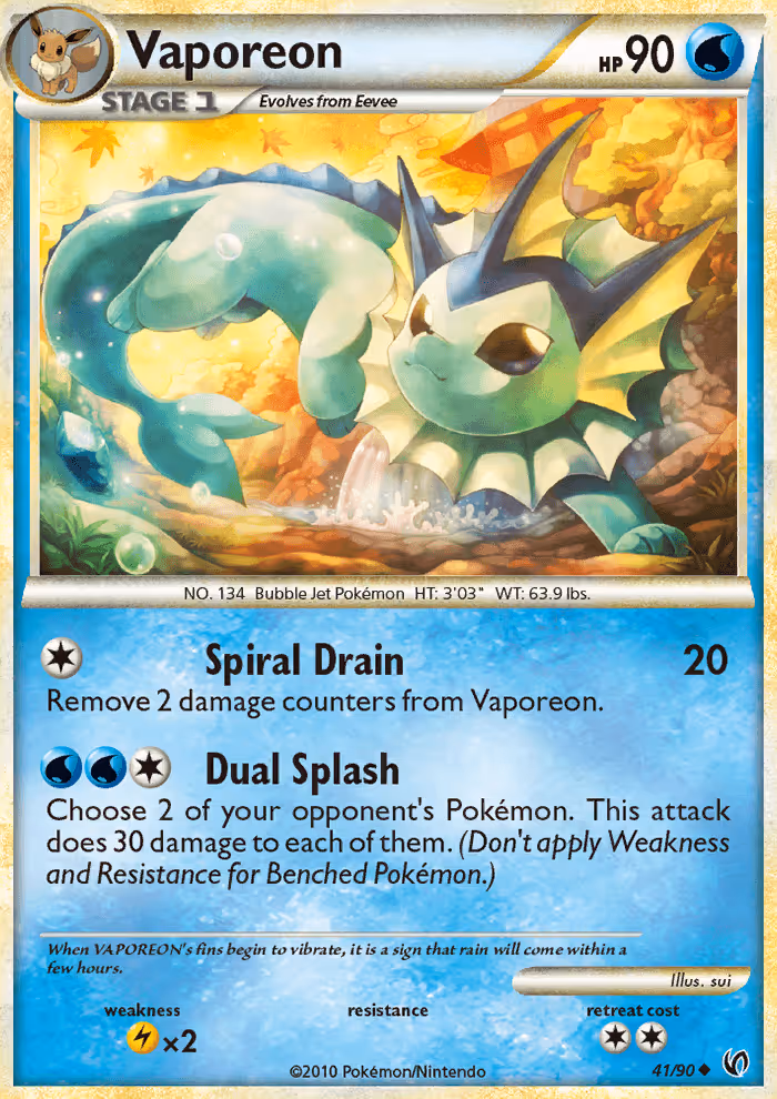 Vaporeon 41/90 Pokemon card