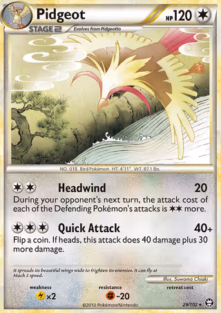 Pidgeot 29/102 Pokemon card