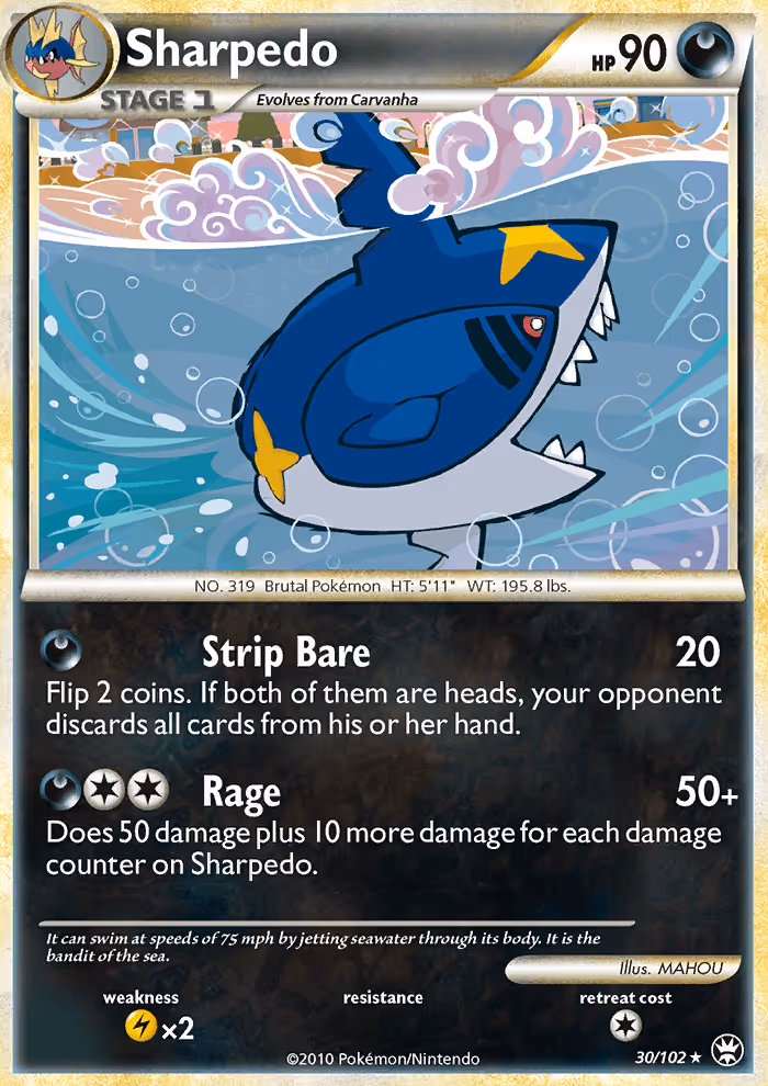 Sharpedo 30/102 Pokemon card
