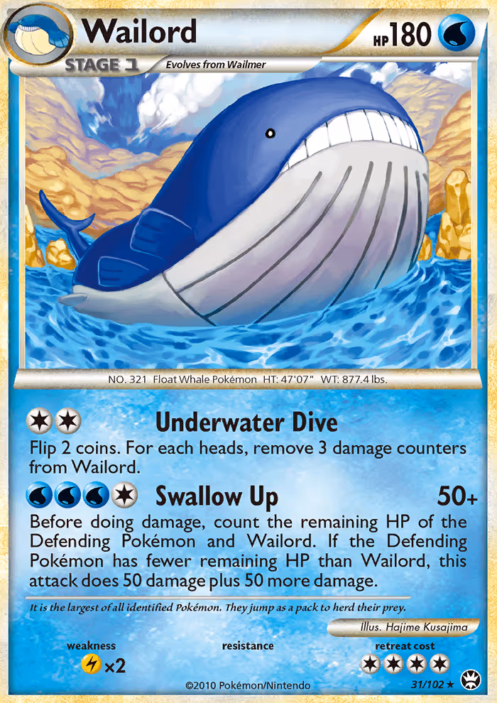 Wailord 31/102 Pokemon card