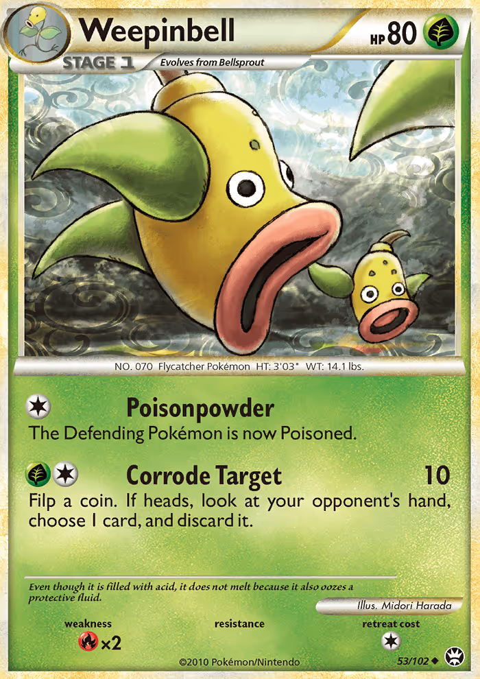 Weepinbell 53/102 Pokemon card