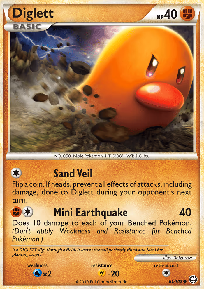 Diglett 61/102 Pokemon card
