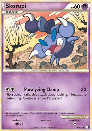Skorupi 76/102 Pokemon card