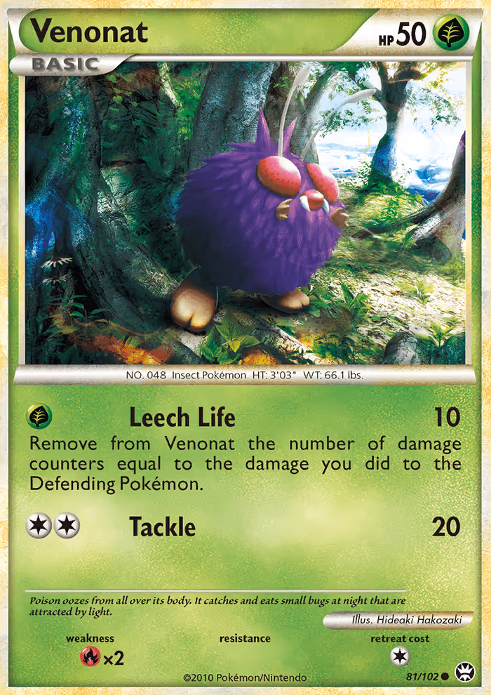 Venonat 81/102 Pokemon card