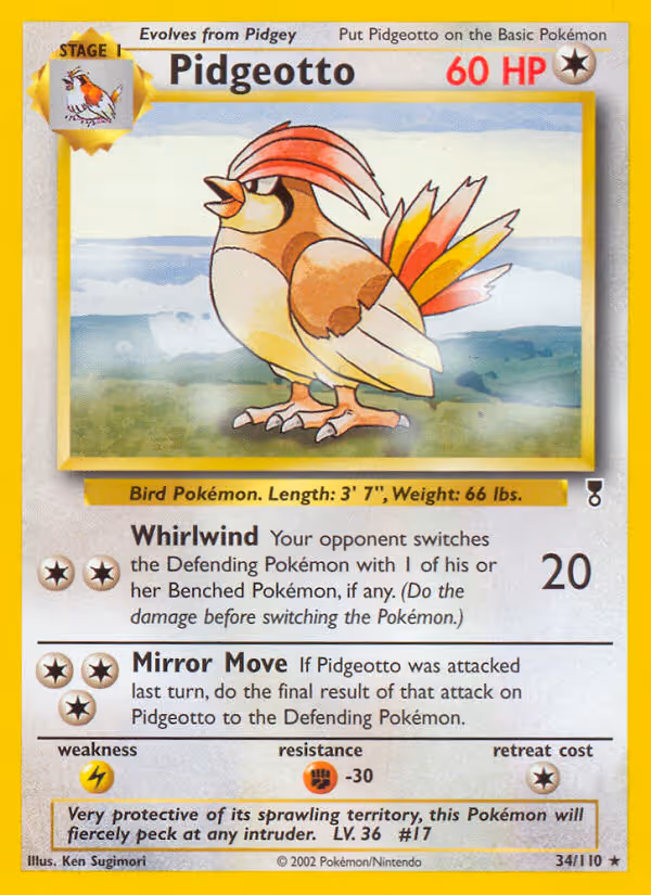 Pidgeotto 34/110 Pokemon card