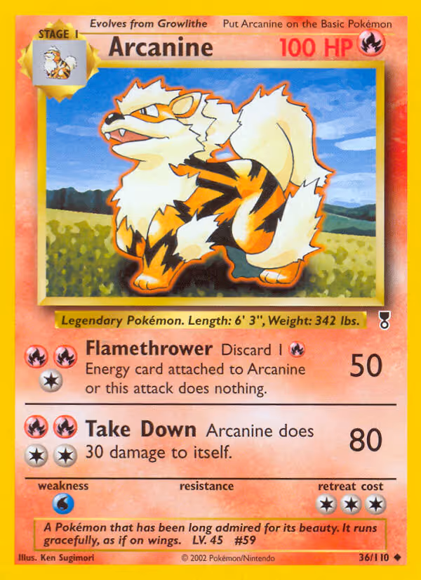 Arcanine 36/110 Pokemon card