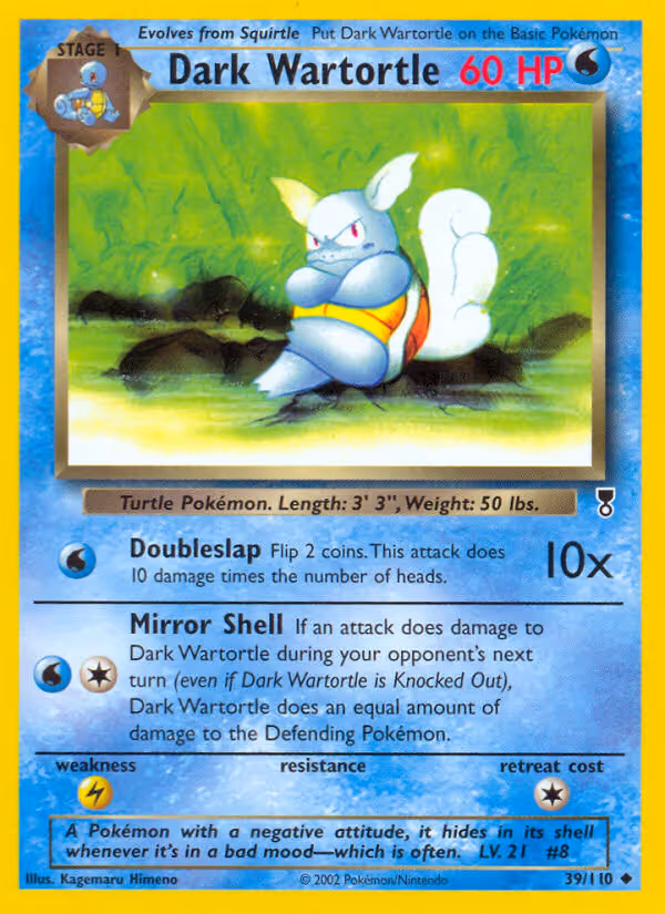 Dark Wartortle 39/110 Pokemon card
