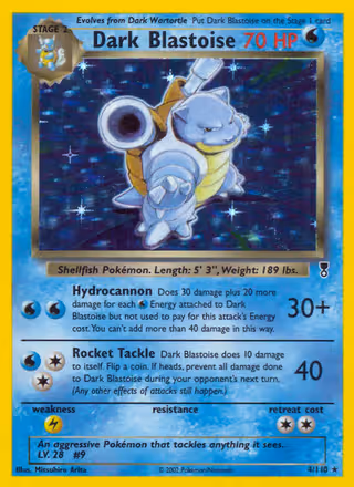 Dark Blastoise 4/110 Pokemon card