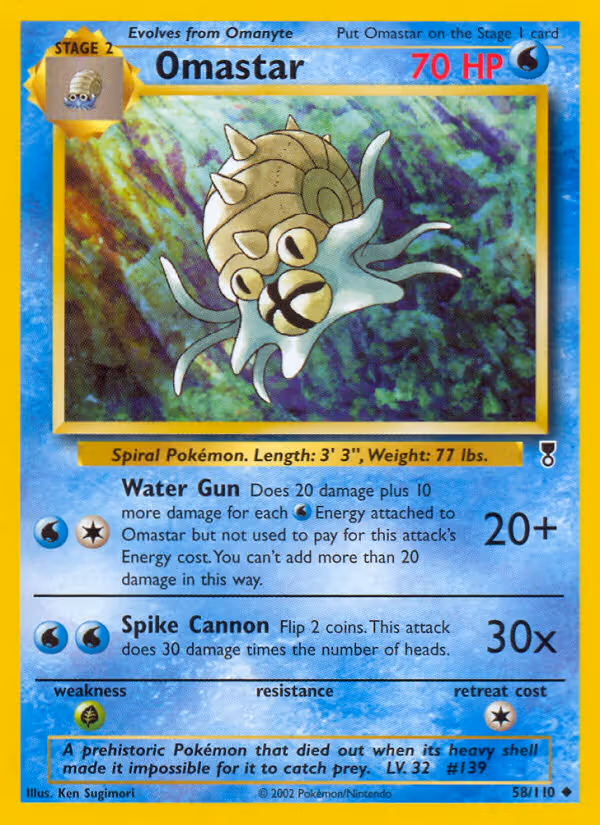 Omastar 58/110 Pokemon card