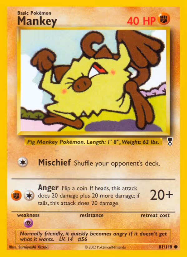Mankey 81/110 Pokemon card