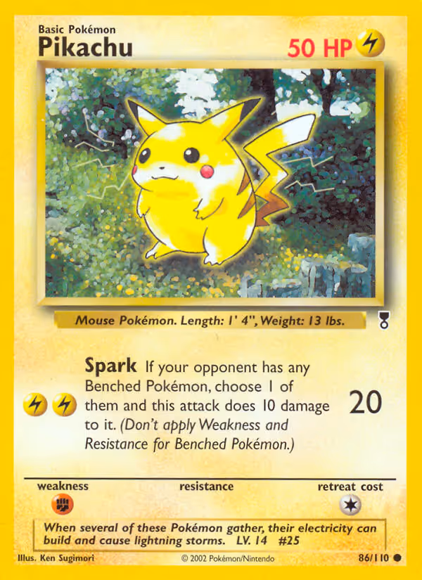 Pikachu 86/110 Pokemon card