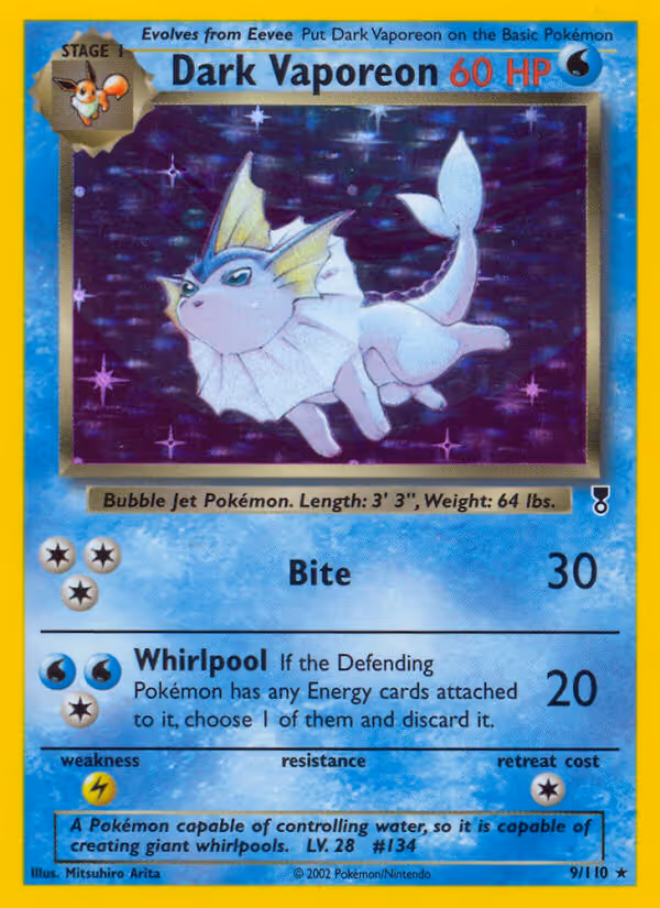 Dark Vaporeon 9/110 Pokemon card