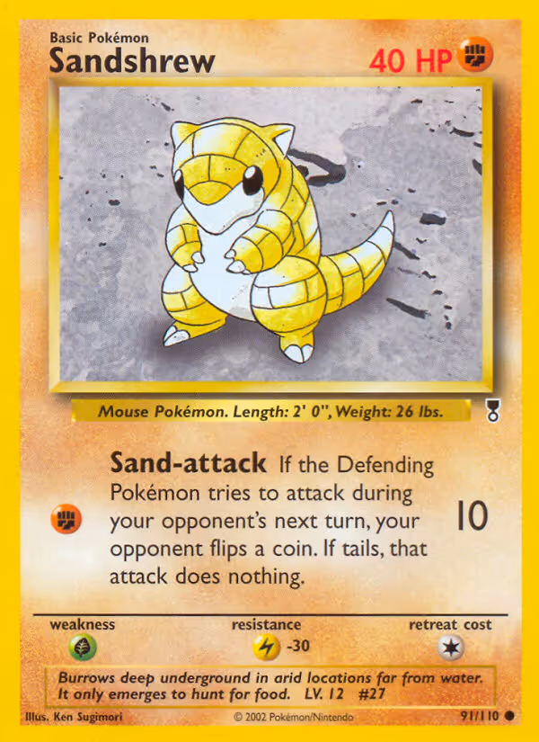 Sandshrew 91/110 Pokemon card