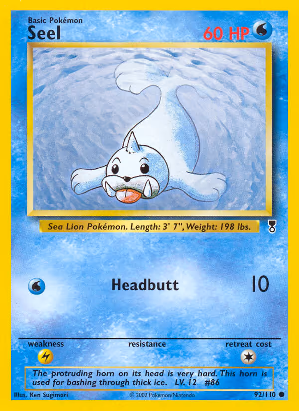 Seel 92/110 Pokemon card