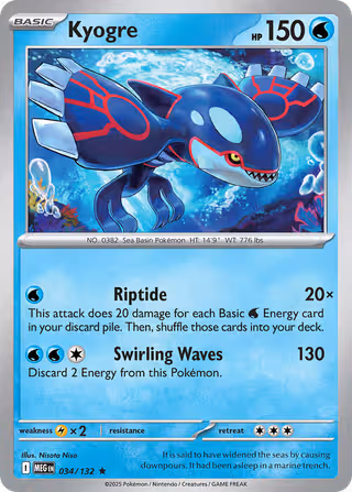 Kyogre 34/132 Pokemon card