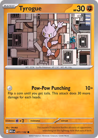 Tyrogue 71/132 Pokemon card