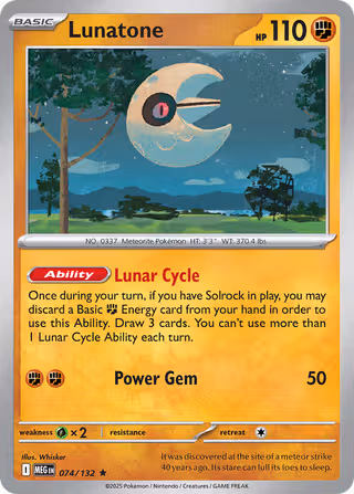 Lunatone 74/132 Pokemon card